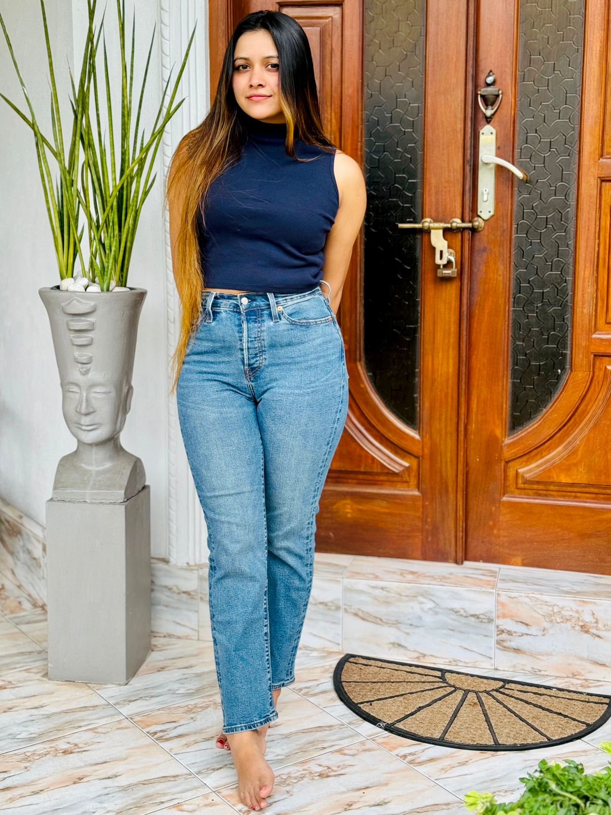 Ladies High Waist Straight Leg Jeans | Classic Denim Fit