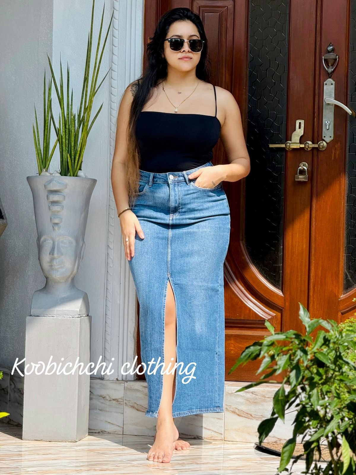 Denim Long Length Skirt | Women's Maxi Denim Skirt