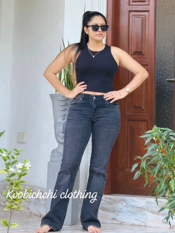 Mid Rise Boot Cut Jeans | Elephant Black Denim