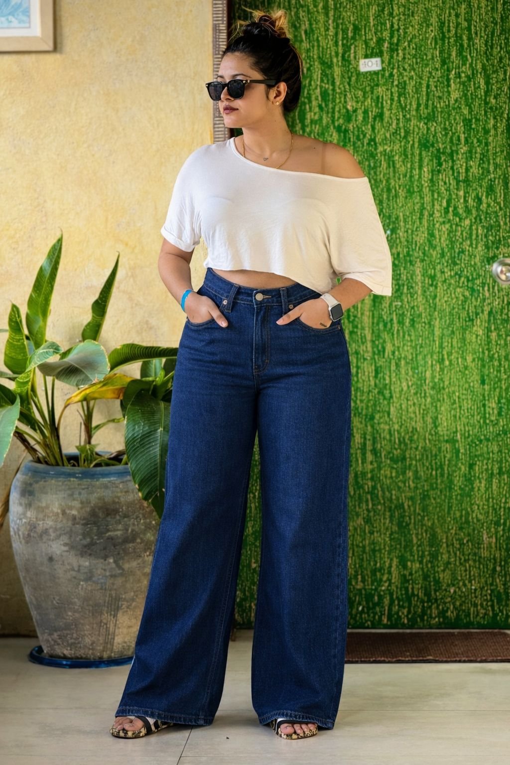 High Waist Cinch Baggy Jeans | Adjustable Waist Denim